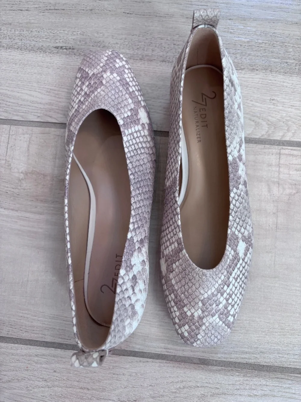 Naturalizer 27 EDIT Carla Snake Print Square Toe Ballet Flats Size 6.5 NWOT